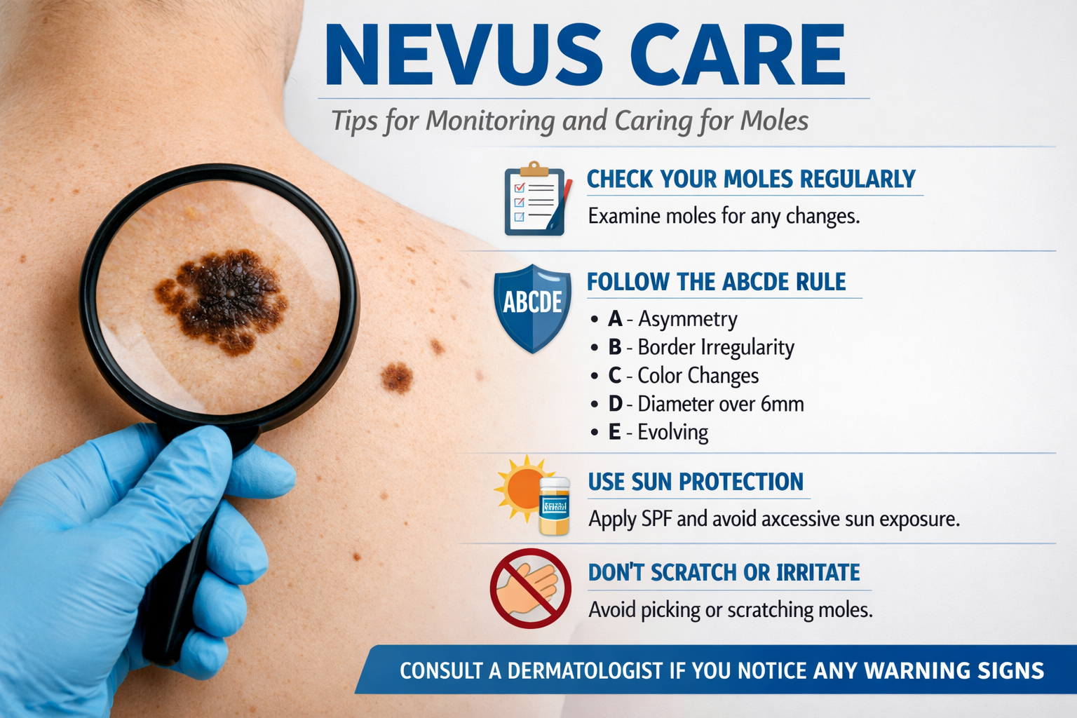 AI skin analysis technology scanning a mole for nevus detection