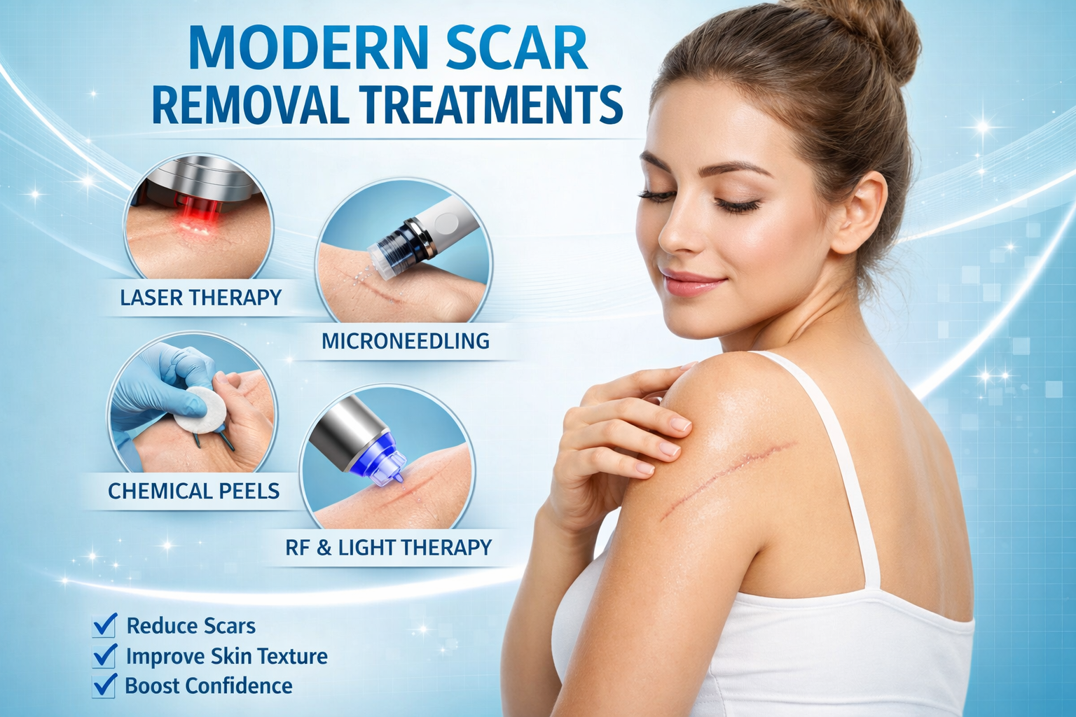 Scar removal treatment improving uneven skin texture