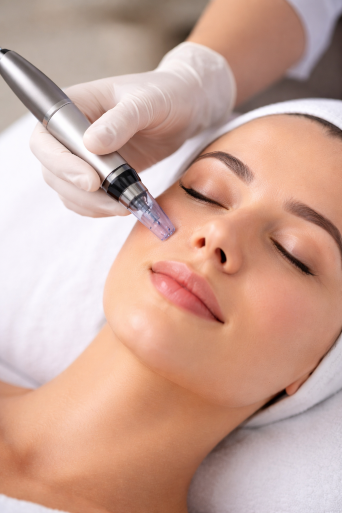 Dermatologist examining patient with chronic skin conditions