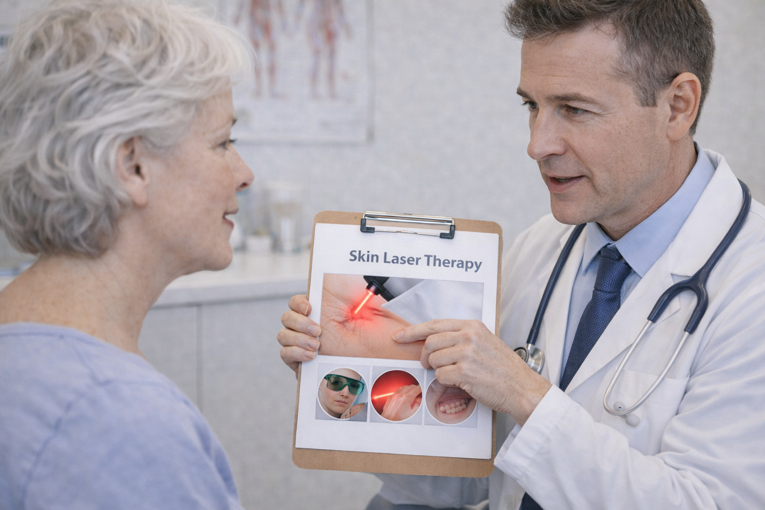 Pre laser skin preparation consultation