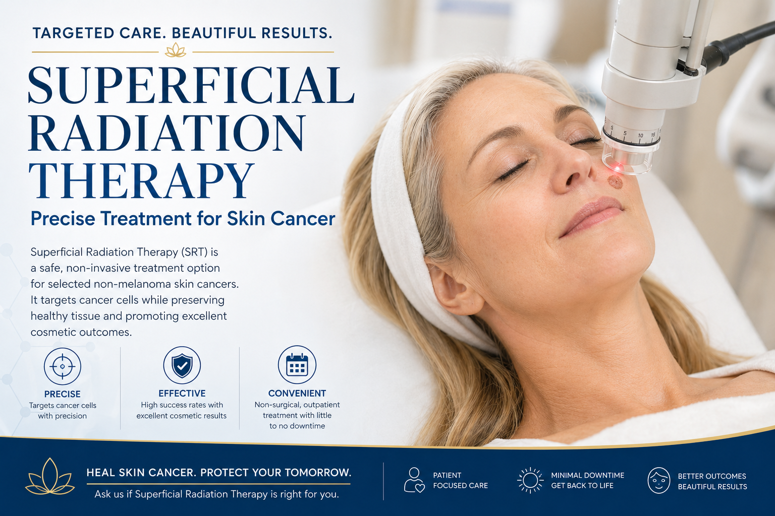 California dermatologist explaining SRT treatment for skin cancer using image-guided superficial radiation therapy